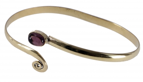 Bangle, Indian bangle brass, boho bracelet - amethyst 6 cm