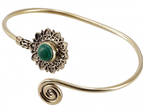 Bangle, Indian bangle brass, boho bracelet - malachite 6 cm