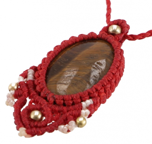 Boho macram necklace, elf jewelry - red/tiger`s eye