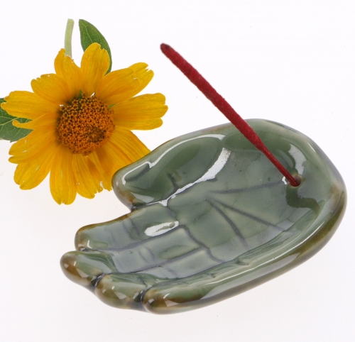 Keramik Rucherteller `Hand` - Modell 24 - 2x9x6 cm  6 cm