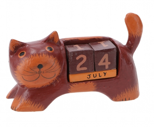 Wooden calendar - Cat bordaux - 7x13x3 cm 