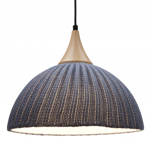 Modern ceiling light made of knitted cotton model - Sukumo dove blue - 29x40x40 cm 