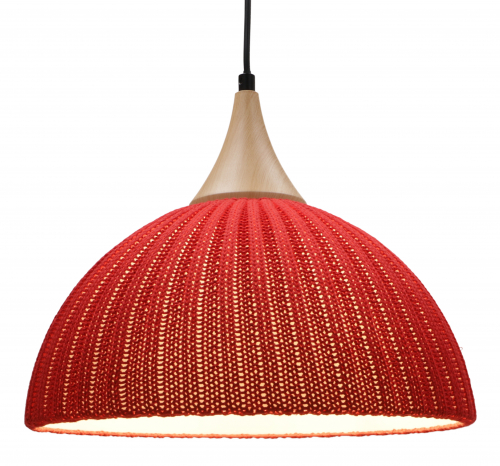 Modern ceiling light made of knitted cotton model - Sukumo red - 29x40x40 cm 
