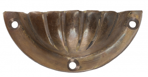 Door handle, fitting in classic shell shape, brass - model 2 - 4x10x3 cm 