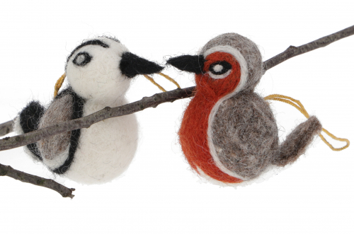 Felt decoration birds, handmade felt animals, tree ornaments - Set 1 - 5x5x5 cm 