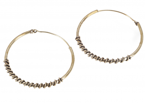 Brass tribal earrings, ethnic earrings, goa jewelry, brass hoop earrings - gold 5,5 cm