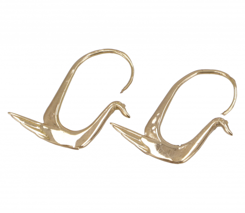 Brass tribal earrings, ethno earrings, goa jewelry birds - gold - 3,5x2 cm