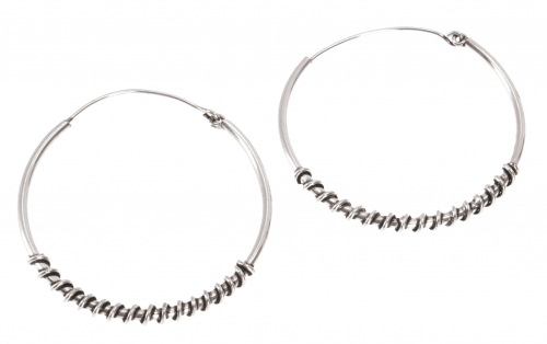Tribal earrings made of brass, ethnic earrings, goa jewelry, brass hoop earrings - silver 5,5 cm