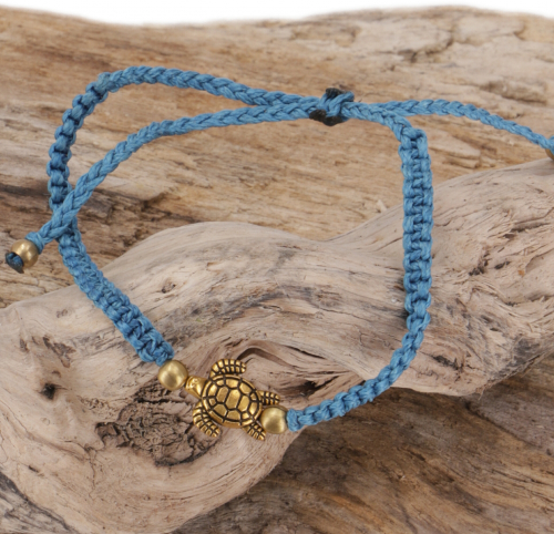 Ethno turtle bead bracelet, macram bracelet - light blue - 0.5x0,2 cm