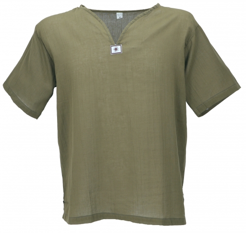 Yoga shirt, goa shirt, short sleeve, men shirt, cotton shirt - olive green
