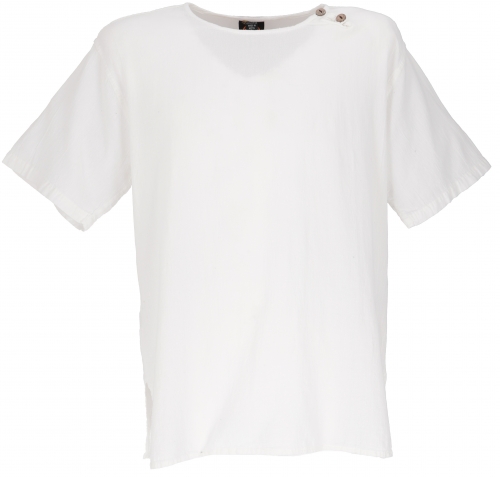 Casual shirt, yoga shirt, short sleeve slip-on shirt, goa shirt - white