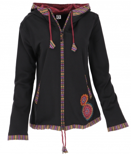 Nepal ethno jacket, embroidered boho jacket - black/red