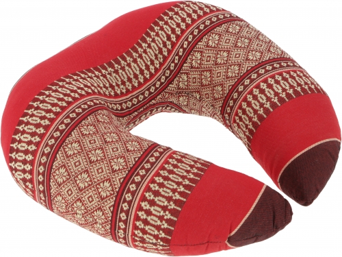 Neck cushion, half-round Thai neck support, neck pillow square with kapok - red - 8x26x23 cm 