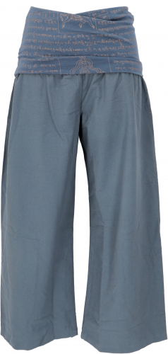 Wide Marlene pants, Buddha wellness pants, yoga pants, boho pants with wide waistband - orion blue