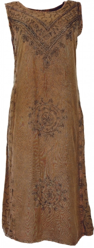 Embroidered boho summer dress, Indian hippie dress - caramel design 4