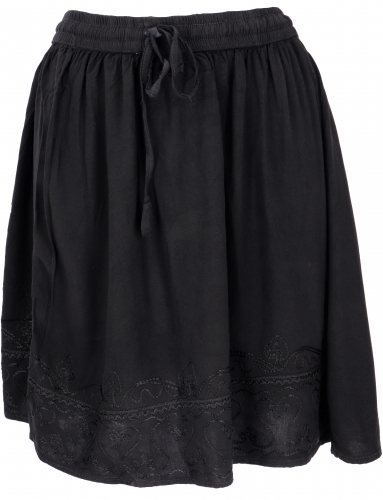Embroidered boho mini skirt - black model 1