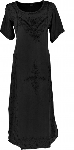 Embroidered boho summer dress, Indian hippie dress - black/design 11