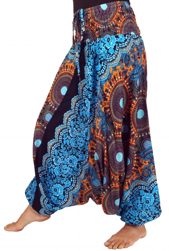 Afghani pants, jumpsuit, harem pants, harem pants, bloomers, aladdin pants - blue/turquoise/orange