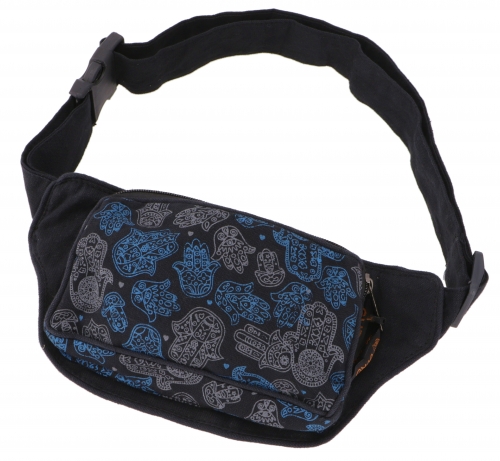 Fabric sidebag belt bag, Goa belt bag - black/gray - 12x18x8 cm 