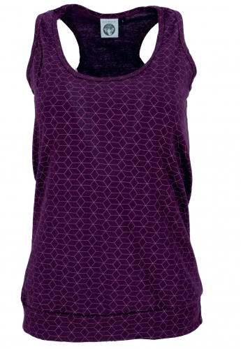 Yoga Shirt Baumwolle, Tank Top Flower of life - violett