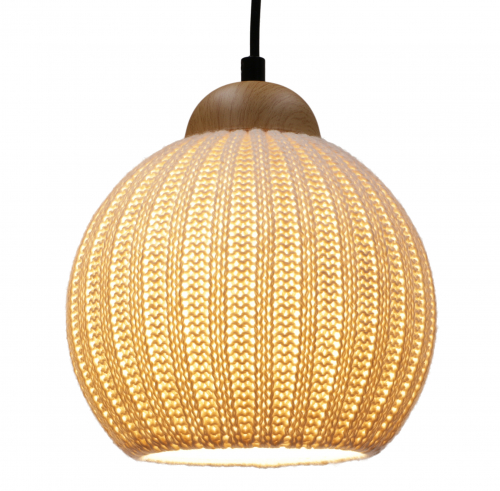 Modern ceiling light made of knitted cotton model - Kitami white - 22x20x20 cm 