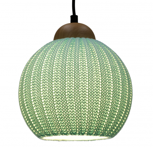 Modern ceiling light made of knitted cotton model - Kitami turquoise - 22x20x20 cm 