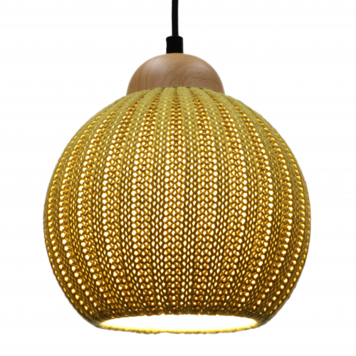 Modern ceiling light made of knitted cotton model - Kitami green - 22x20x20 cm 
