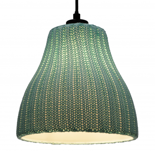 Modern ceiling light made of knitted cotton model - Nagano turquoise - 23x21x21 cm 