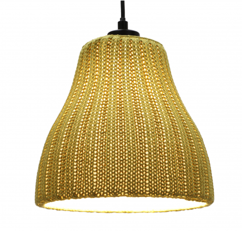 Modern ceiling light made of knitted cotton model - Nagano green - 23x21x21 cm 