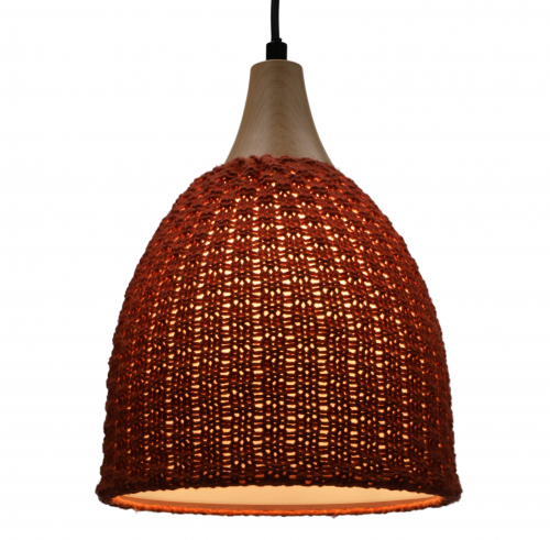 Modern ceiling light made of knitted cotton model - Nemuro orange - 29x22x22 cm 