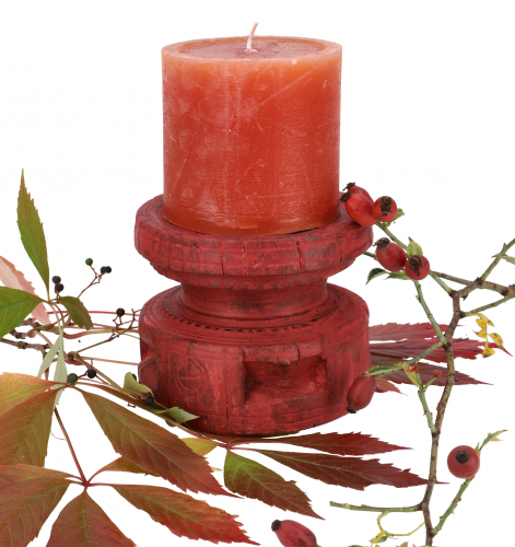 Indischer Vintage Holz Kerzenhalter, massiver Kerzenstnder - 9 - 10x13x13 cm  13 cm