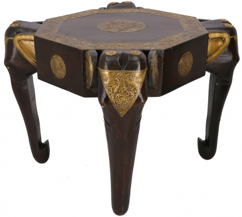 Elefant coffee table, coffee table with brass ornaments - Model 98 - 40x45x45 cm 