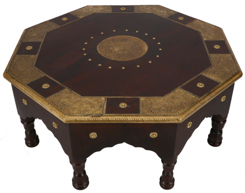 8 Square mini table, coffee table, coffee table with brass decoration - Model 1 - 23x52x52 cm 