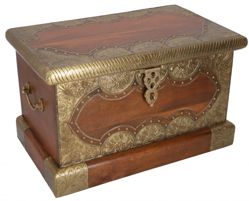 Truhe, Holzbox im Kolonialstil mit Messingbeschlgen - Modell 1 - 30x50x30 cm 