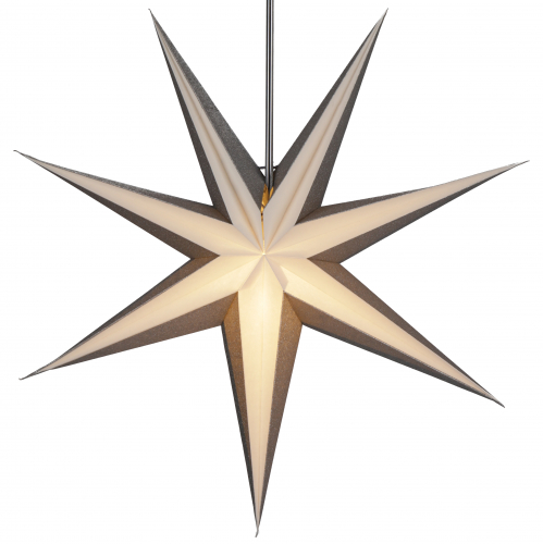 Foldable Advent illuminated paper star, poinsettia 60 cm - Teva 3D silver out