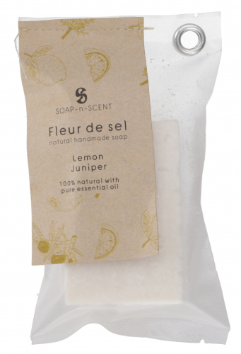 Handmade scented soap Fleur de Sel, 100 g Fair Trade - Lemon-Juniper - 2,5x8x5 cm 