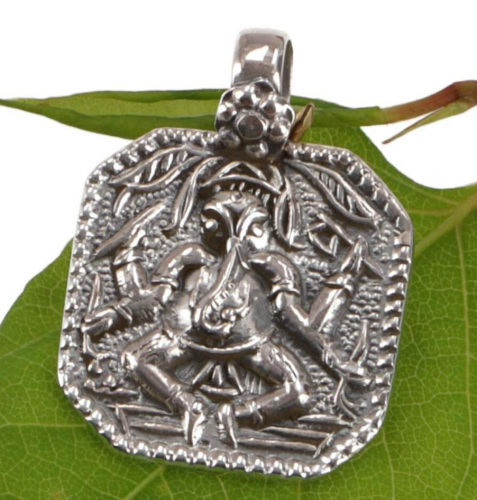 Silver pendant Ganesha, original tribal talisman from Rajasthan - 2 - 2,7x2 cm