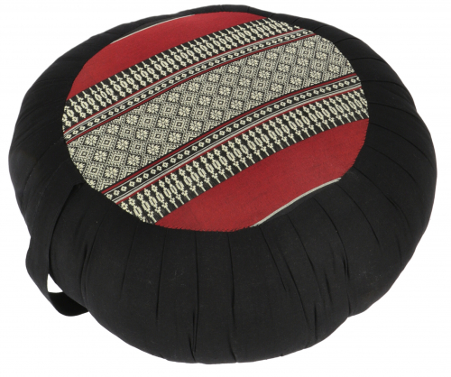Round meditation cushion, yoga cushion, yoga cushion, seat cushion, floor cushion, decorative cushion - black/red - 20x35x35 cm  35 cm