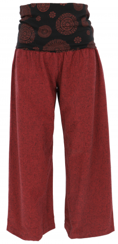 Wide Marlene pants, wellness pants, yoga pants, boho pants with wide waistband - dark red