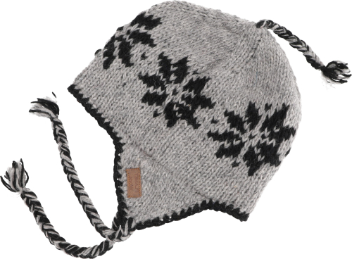 Wollm�tze mit Ohrenklappen, Norwegerm�tze - grau