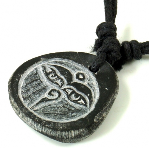 Tibet necklace made of slate, Nepal jewelry, amulet - Buddha`s eyes 2,5 cm