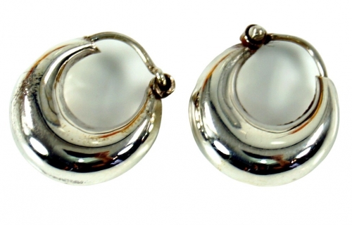 Wide Indian silver hoop earrings, boho earrings - 1.2 cm