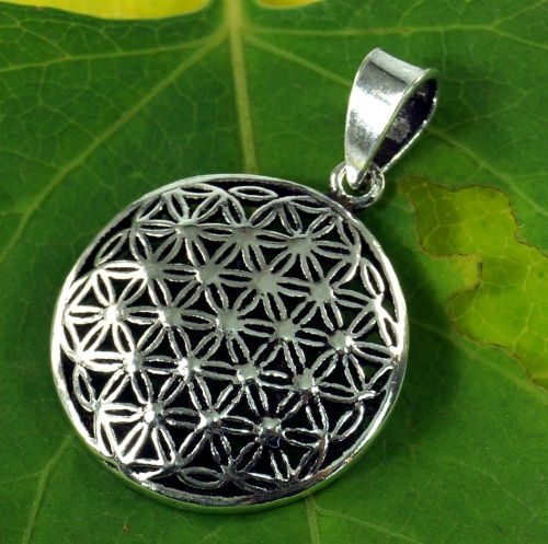 Silver pendant, Boho pendant `Flower of Life Talisman` Talisman - Model 2 2 cm