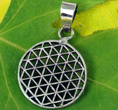 Silver pendant, Boho pendant `Flower of Life Talisman` Talisman - Model 6 2 cm
