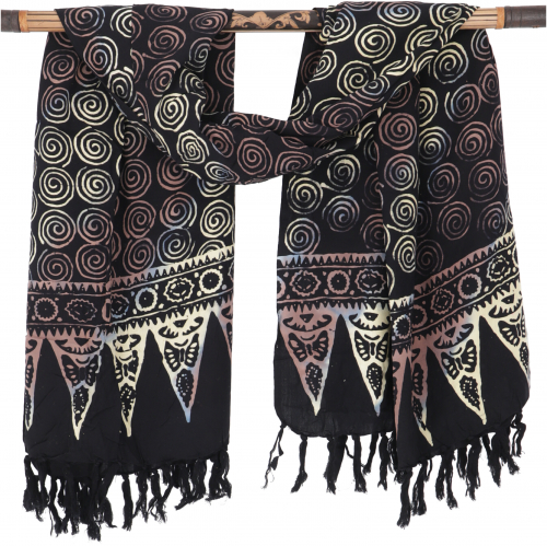 Bali Batik Sarong, Wandbehang, Wickelrock, Sarongkleid, Strand Tuch - Design 19/schwarz - 160x100 cm