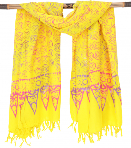 Bali Batik Sarong, Wandbehang, Wickelrock, Sarongkleid, Strand Tuch - Design 17/gelb - 160x120 cm