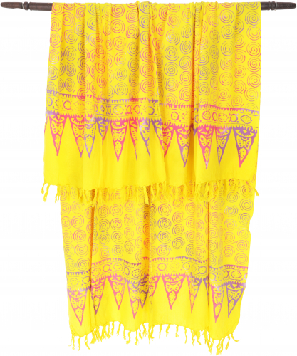 Bali Batik Sarong, Wandbehang, Wickelrock, Sarongkleid, Strand Tuch - Design 17/gelb - 160x120 cm