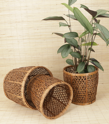 Rattan wastepaper basket, planter, basket in three sizes - 21x21 cm 21 cm