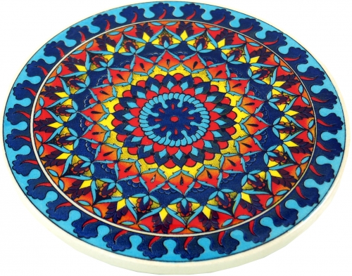 Oriental ceramic coaster, round coaster with mandala motif - pattern 9 - 1x16x16 cm  16 cm