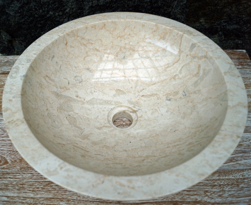 Solid round marble countertop washbasin, wash bowl, natural stone washbasin - � 40 cm model 5